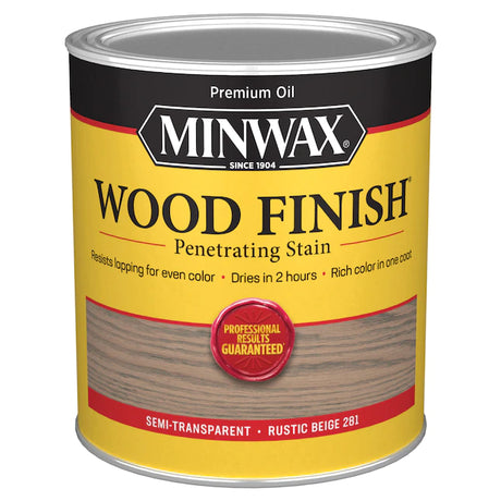 Tinte interior semitransparente beige rústico a base de aceite para acabado de madera Minwax (1 cuarto de galón)