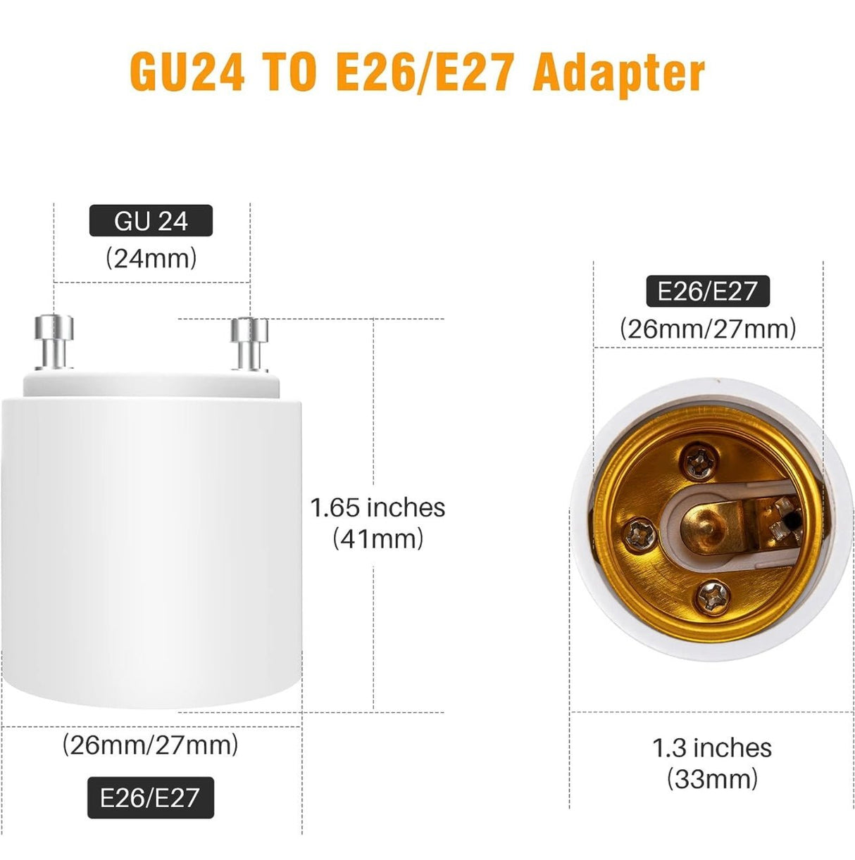 SABER SELECT GU24 to E26 E27 Adapter Converts GU24 Bi-Pin Based Fixture to E26 E27 Standard Screw-in Socket