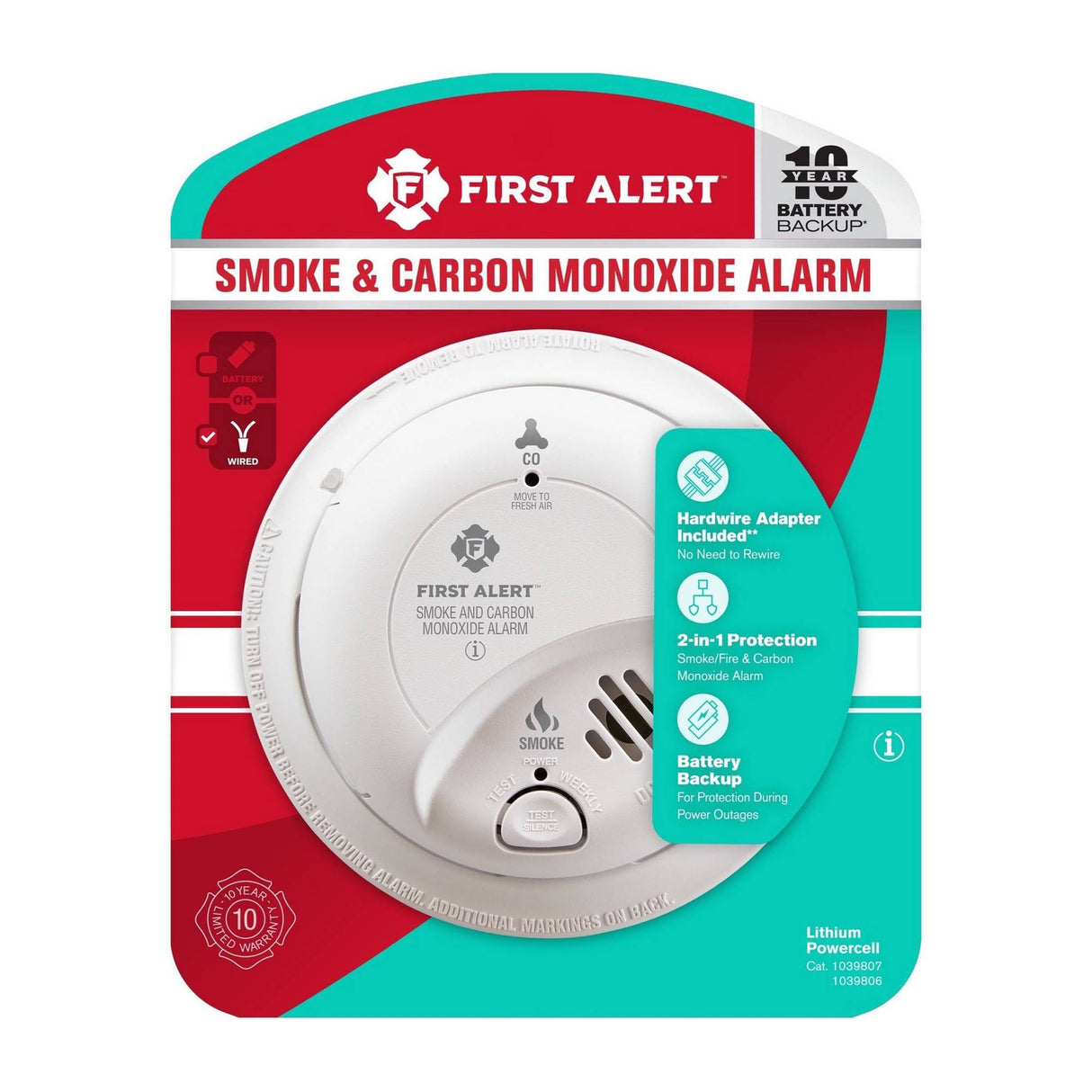 First Alert 10-Year Battery Hardwired Combination Smoke and Carbon Monoxide Detector