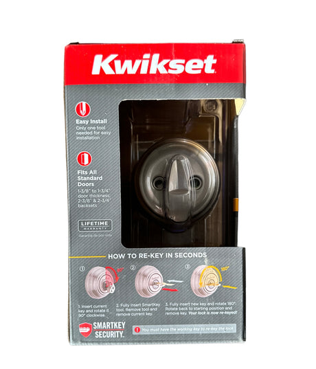 Kwikset Signatures 980 Deadbolt Series Satin Nickel mit SmartKey-Einzelzylinder-Riegel
