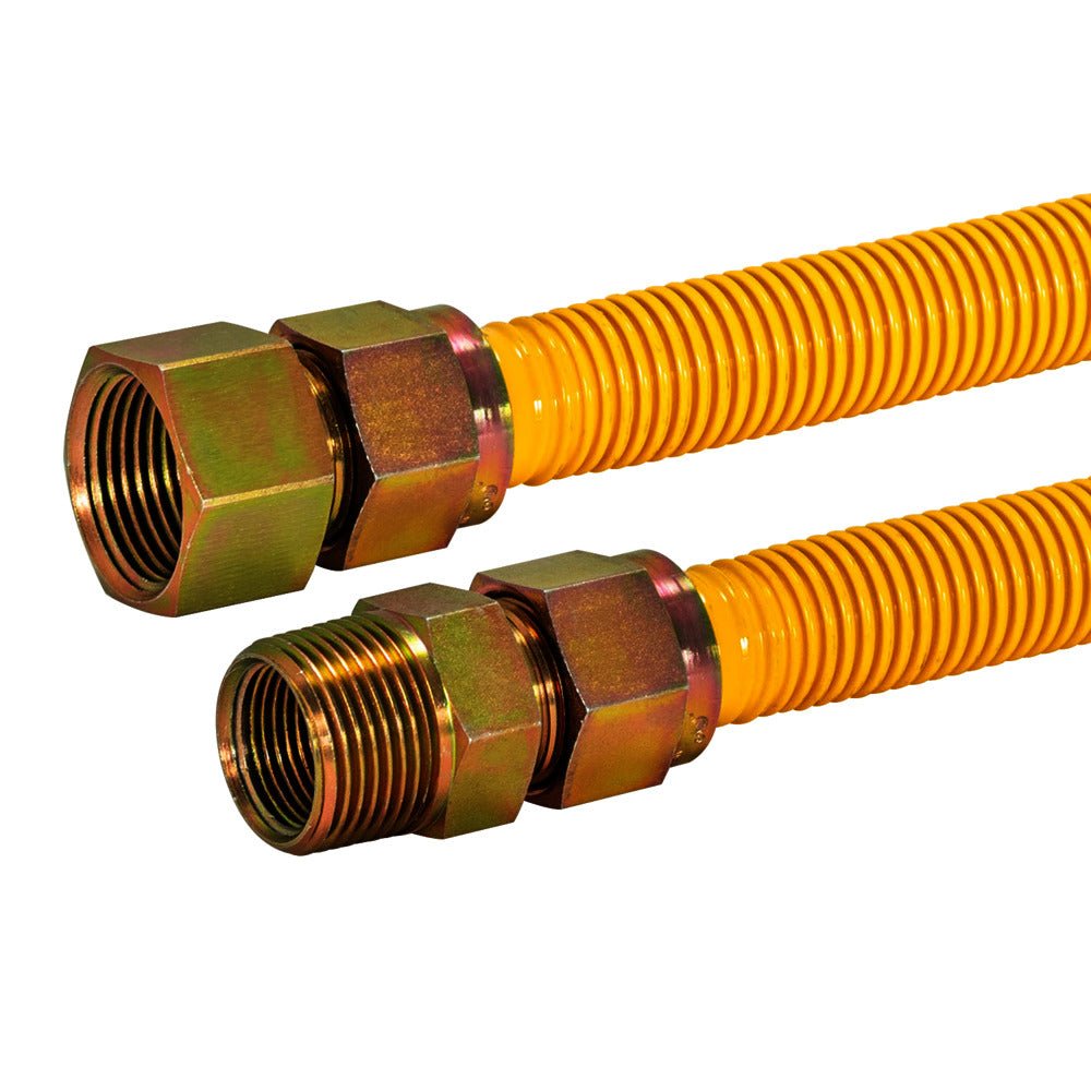 Conector de gas de acero inoxidable con revestimiento de epoxi amarillo Eastman de 1 ″ OD (30 "de largo)