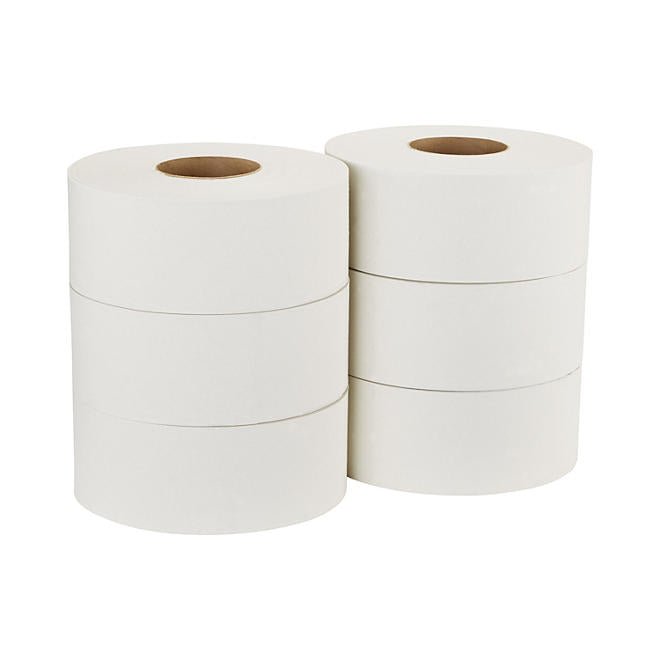 Papel higiénico Marathon Jumbo Roll de 2 capas, caja fuerte séptica (1000 pies/rollo, 6 rollos/caja)