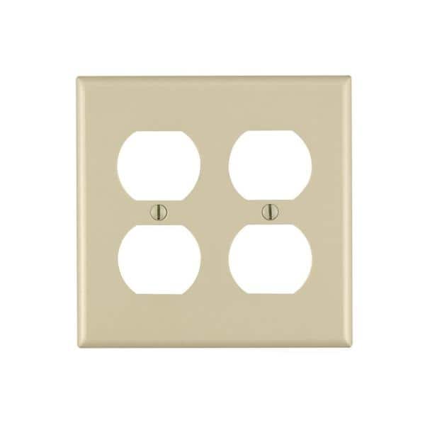 2-Gang Receptacle Wall Plate - Ivory