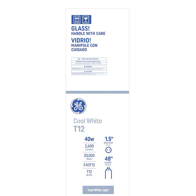GE Linear Cool White Medium Bi-Pin (T12) Leuchtstofflampe (30er-Pack)