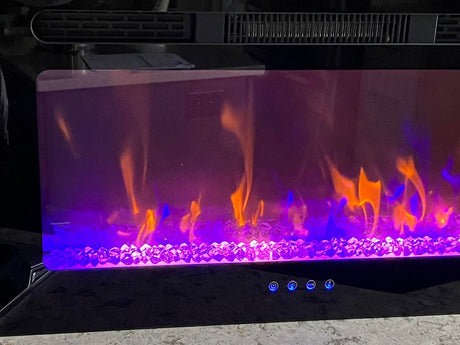 30" Electric Fireplace Flat Front with Crystals - W914-30FT