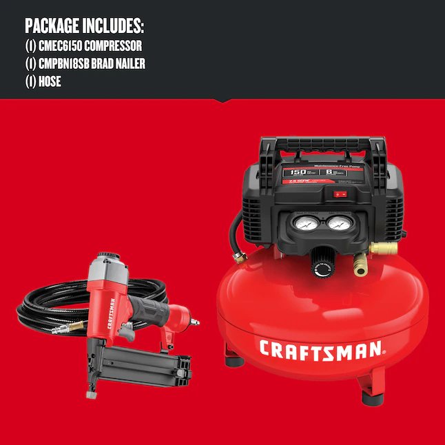 CRAFTSMAN 6-Gallonen tragbarer 150 PSI Pancake-Luftkompressor mit Zubehör
