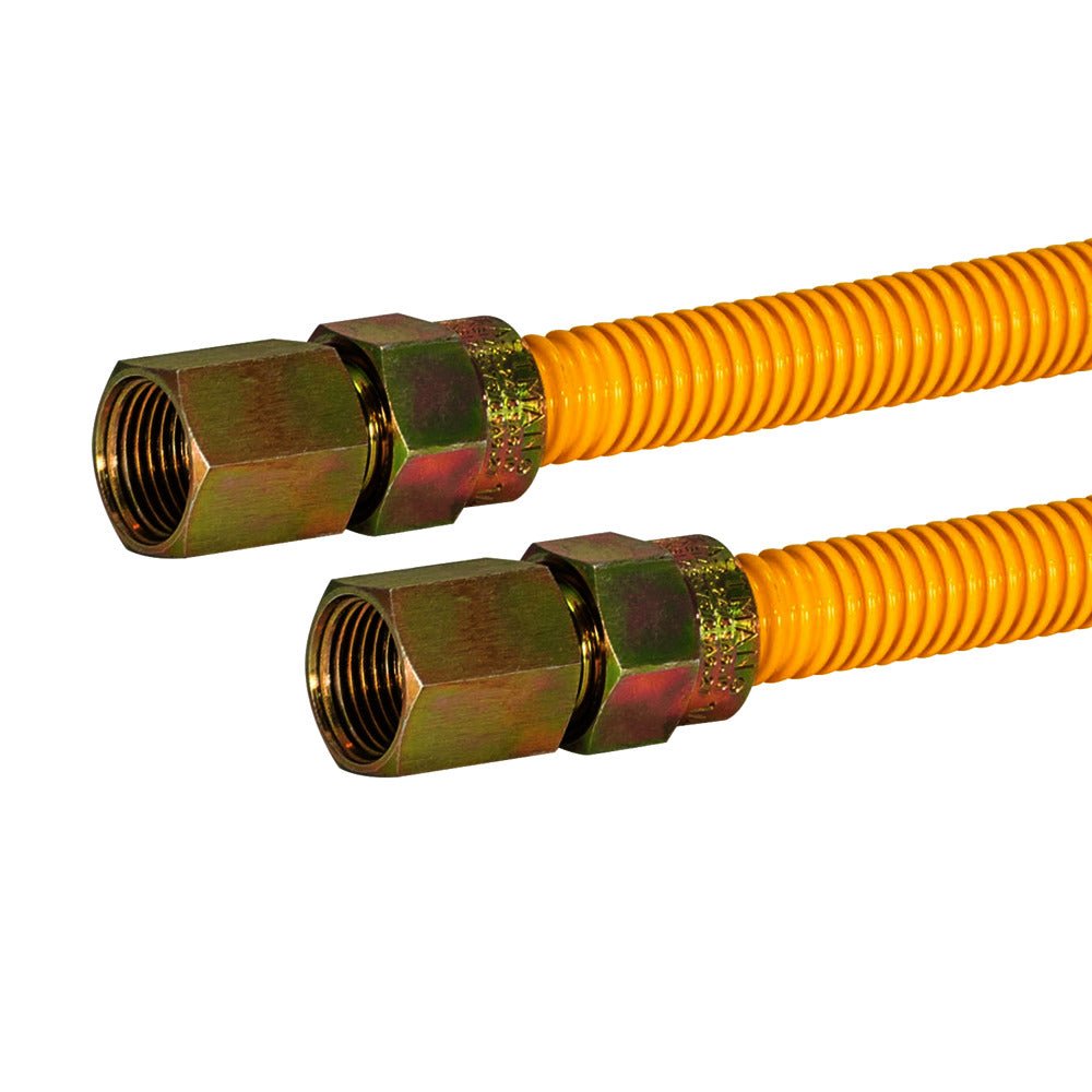 Conector de gas de acero inoxidable con revestimiento de epoxi amarillo Eastman de 3/8 ″ OD (30 "de largo)