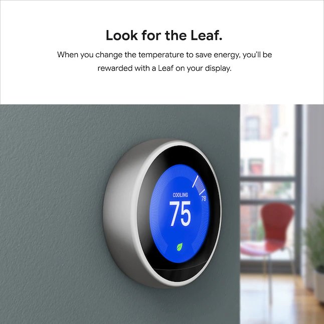 Google  Nest Learning Smart Thermostat with WiFi Compatibility (3rd Generation) - Stainless Steel