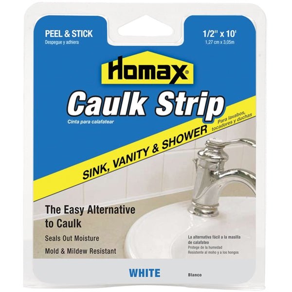 Homax Sink, Vanity & Shower, White Caulk Strip - 1/2" x 10Ft