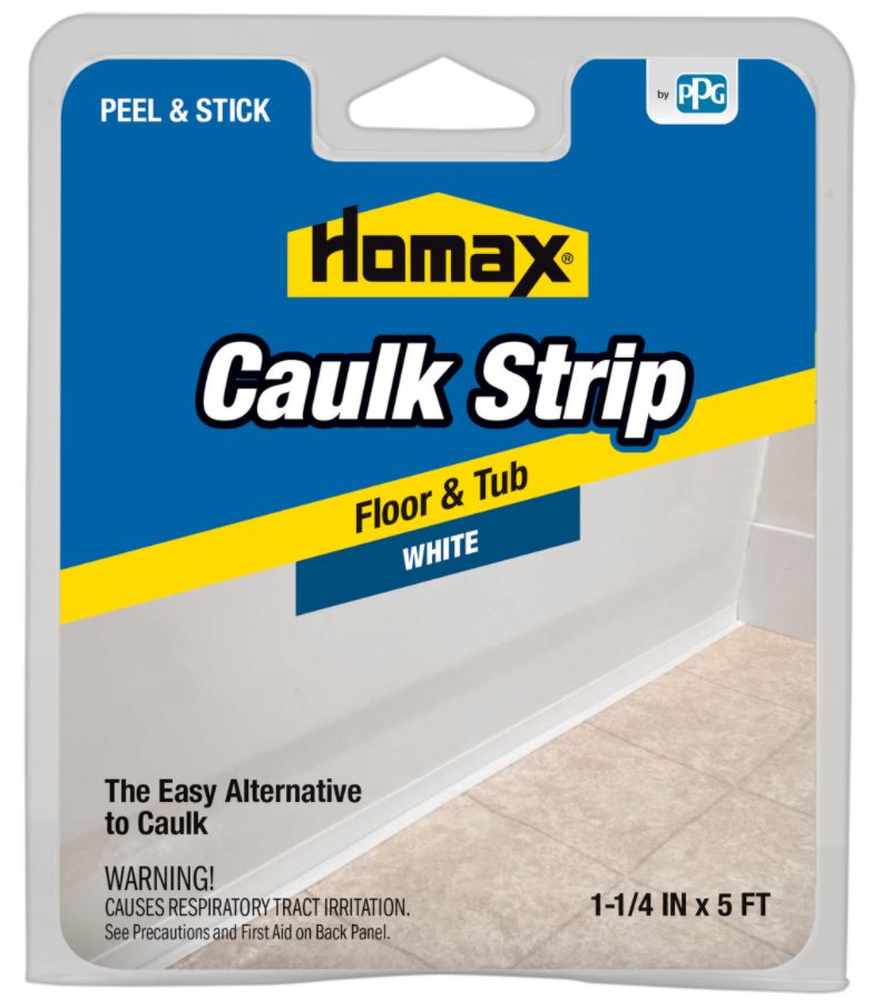 Homax Foor & Tub caulk Strip, White - 1-1/4" x 5Ft