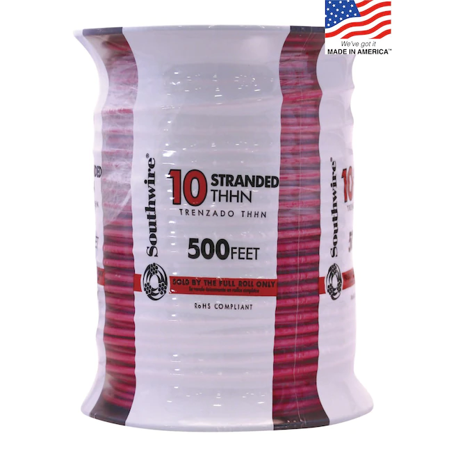 Southwire 500-ft 10-AWG Stranded Red Copper THHN Wire
