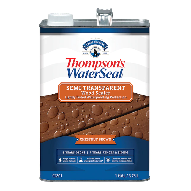Thompson's WaterSeal Signature Series Tinte y sellador para madera exterior semitransparente marrón castaño preteñido (1 galón)