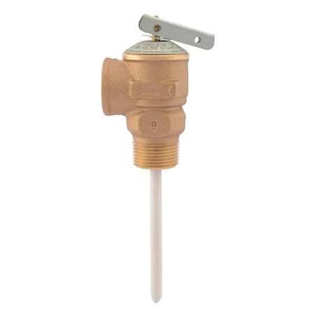 Cash Acme 15836-0150 NCLX Válvula combinada de alivio de presión y temperatura, 3/4 pulg., MNPTxFNPT, 150 psi, cuerpo de bronce fundido