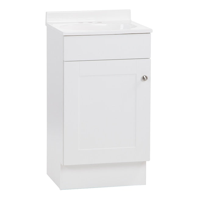 Project Source 18" White Single Sink Bathroom Vanity with Cultured Marble Top