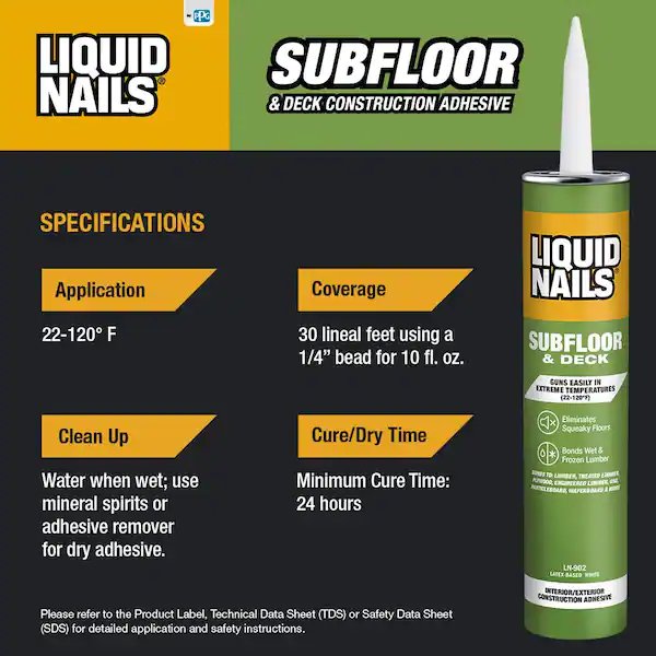 Liquid Nails Subfloor and Deck Construction Adhesive - 10oz