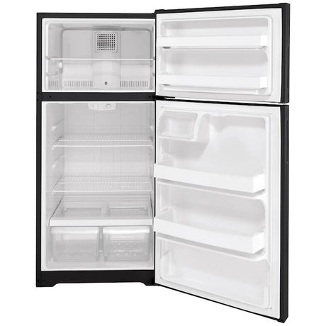 Refrigerador con congelador superior Hotpoint de 15.6 pies cúbicos (negro)