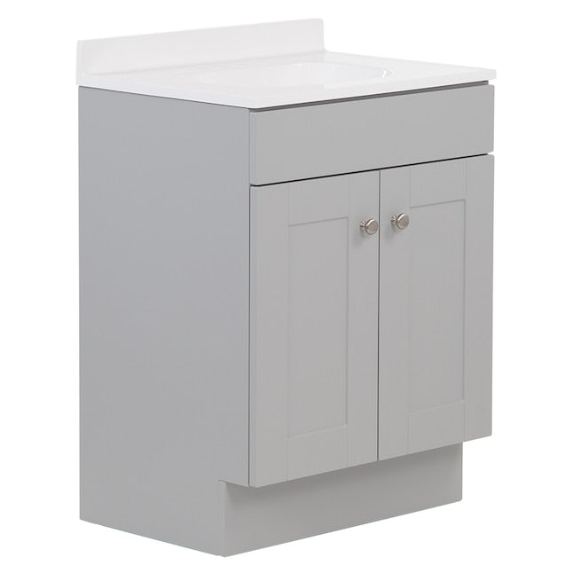 Project Source 24" Gray Single Sink Bathroom Vanity with Cultured Marble Top
