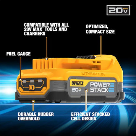 DeWalt POWERSTACK 20 voltios 1,7 amperios-hora; Cargador de batería para herramientas eléctricas de iones de litio (cargador incluido)