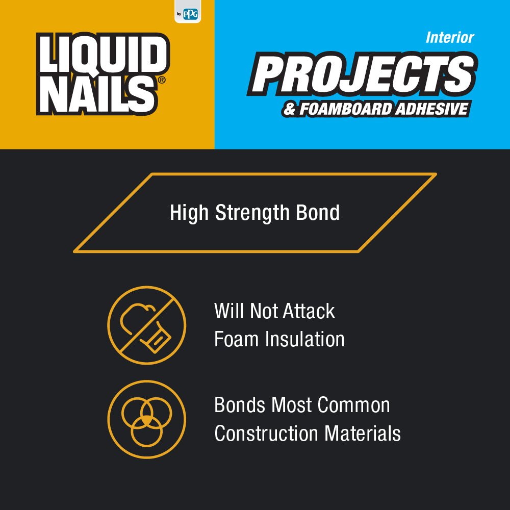 Liquid Nails Innenprojekte und Schaumstoffplattenkleber – 10 Unzen
