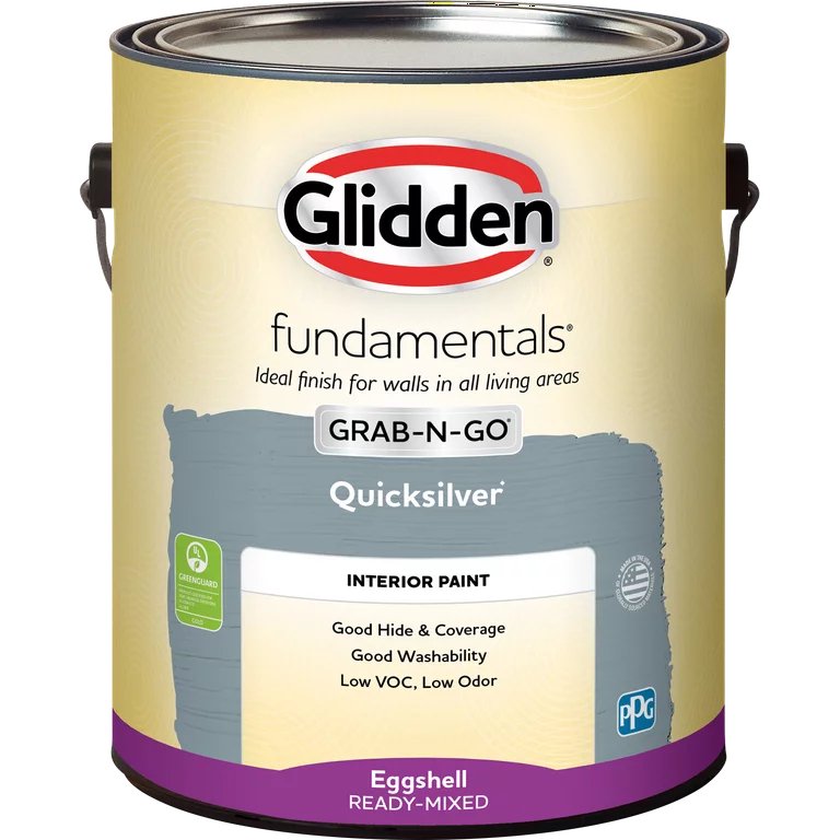 Glidden Fundamentals Grab-N-Go Interior Wall Paint, Quicksilver, (Eggshell, 1-Gallon)