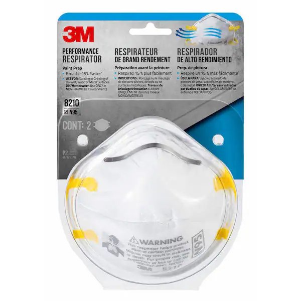 3M 8210 Plus N95 Performance Paint Prep Disposable Respirator - 10 Pack