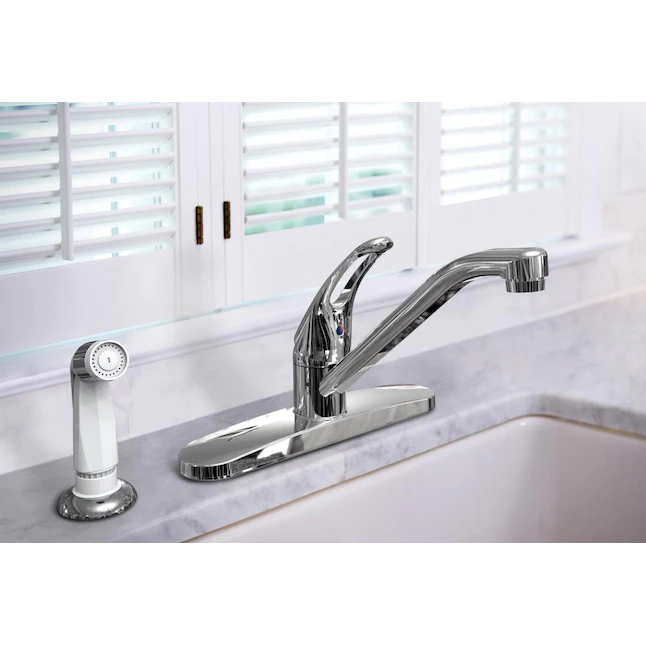 Project Source Wakebridge Chrome Single Handle Low-arc Kitchen Faucet (Deck Plate Included)