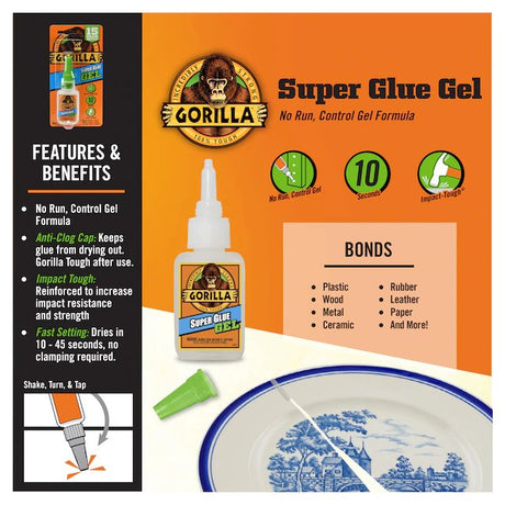 Gorilla Super Glue 15-gram Gel Super Glue