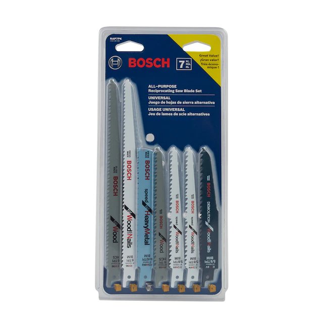 Bosch®  7-Pack Bi-Metal Wood/Metal Cutting Reciprocating Saw Blade Set