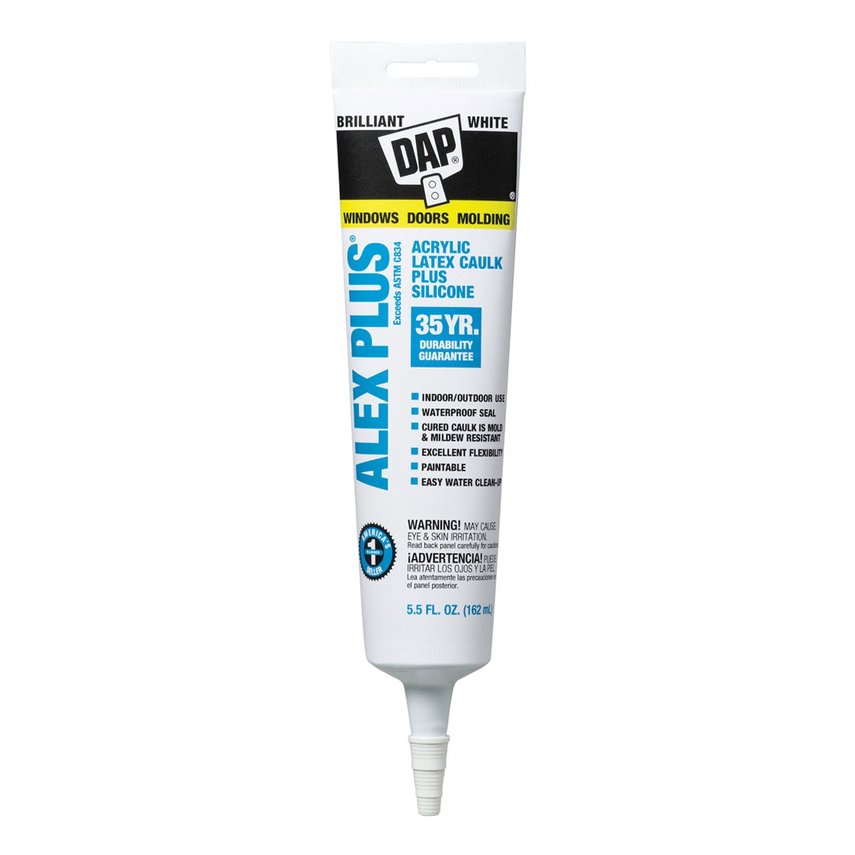 DAP Alex Plus Acrylic Latex Caulk Plus Silicone – White 5.5 oz.
