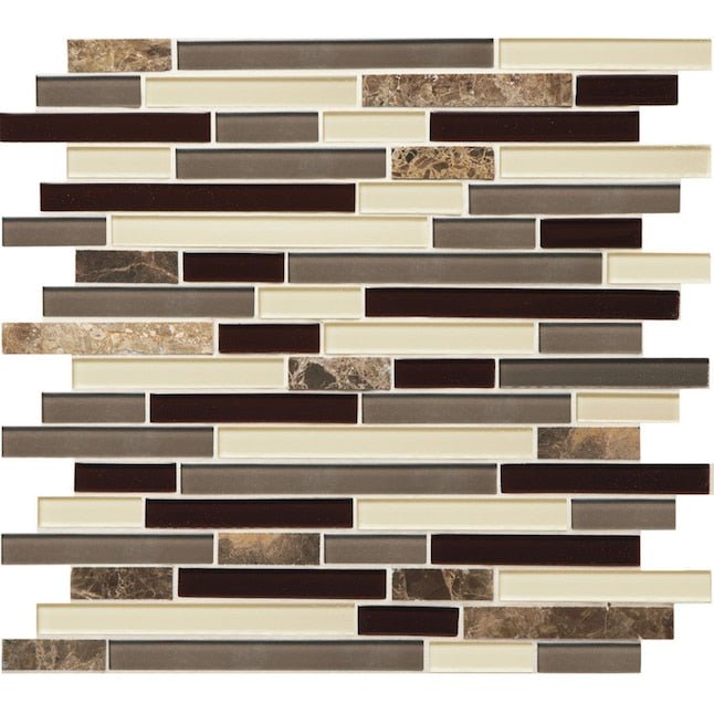 American Olean  Chateau Emperador 12-in x 12-in Glossy Glass; Stone Marble Linear Wall Tile (Case of 15)