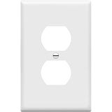 Placa de pared de receptáculo dúplex de banda única – (estándar, blanca)