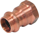 Prensa de cobre de 1/2 pulg. x 1/2 pulg. x adaptador hembra de presión FPT