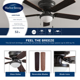 Harbor Breeze Armitage 52-in Bronze LED Indoor Flush Mount Ceiling Fan with Light (5-Blade)