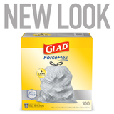 Glad ForceFlex 100-Pack 13-Gallon Gray Plastic Kitchen Drawstring Trash Bag