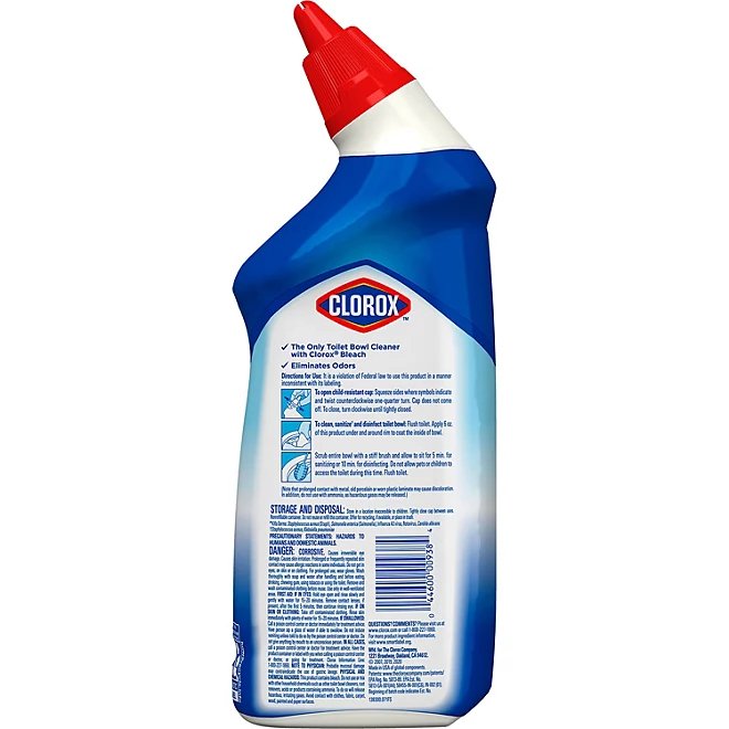 Clorox Limpiador de inodoro con lejía, limpieza de lluvia (24 oz)