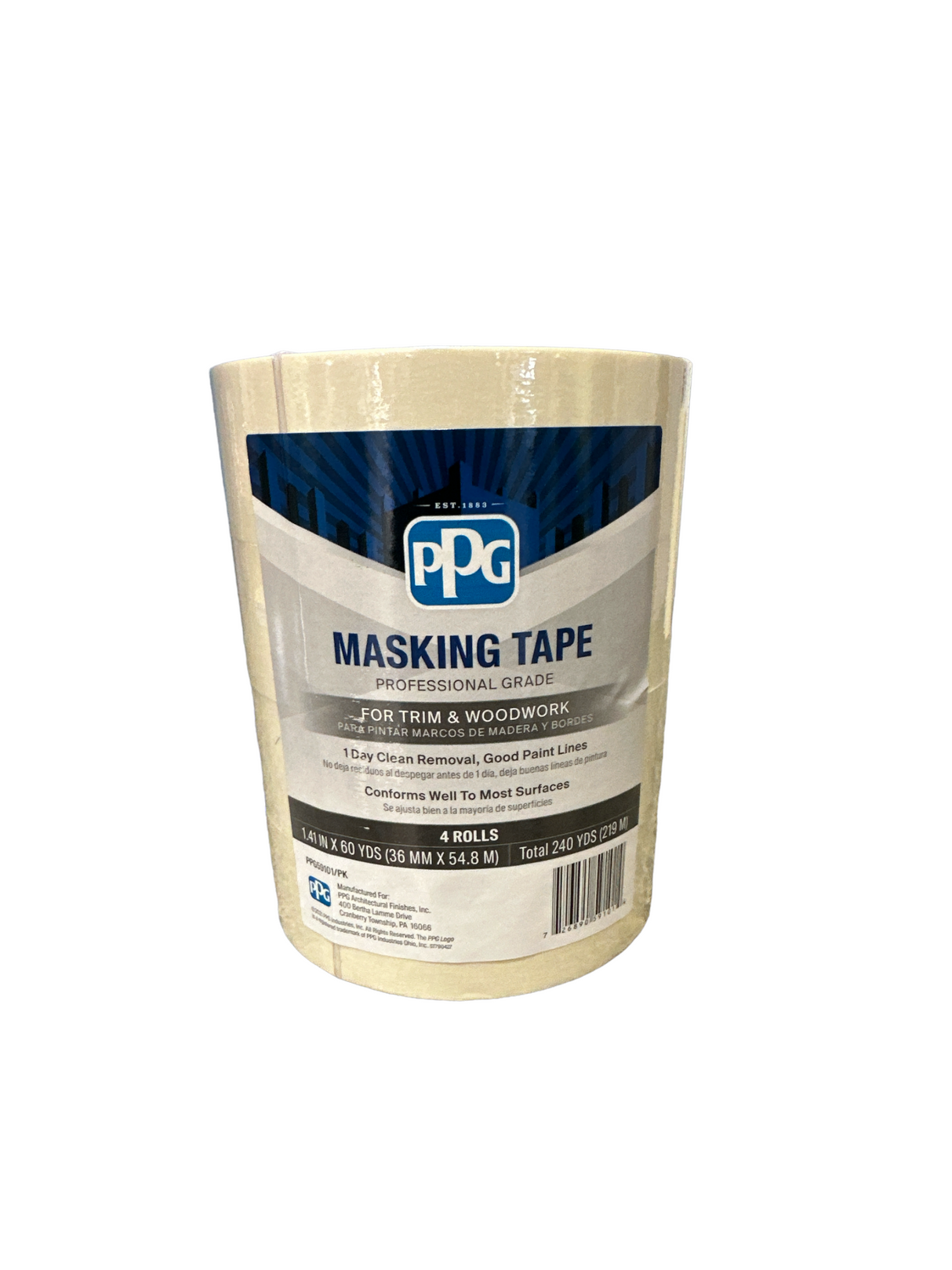 PPG® Masking Tape 1-1/2" X 60 Yds (4-Rolls)