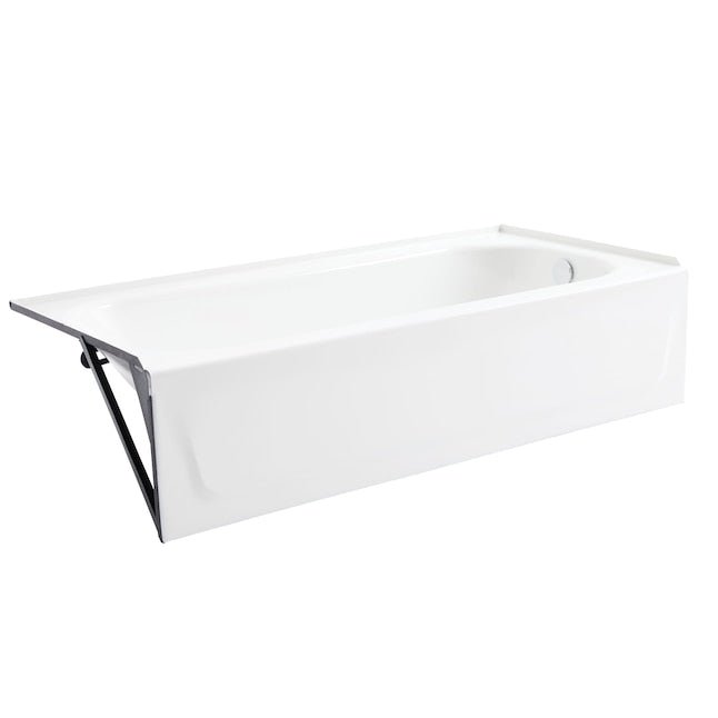 Mansfield Pro-Fit Steel 30-in W x 60-in L White Porcelain Enameled Steel Right Drain Alcove Soaking Bathtub