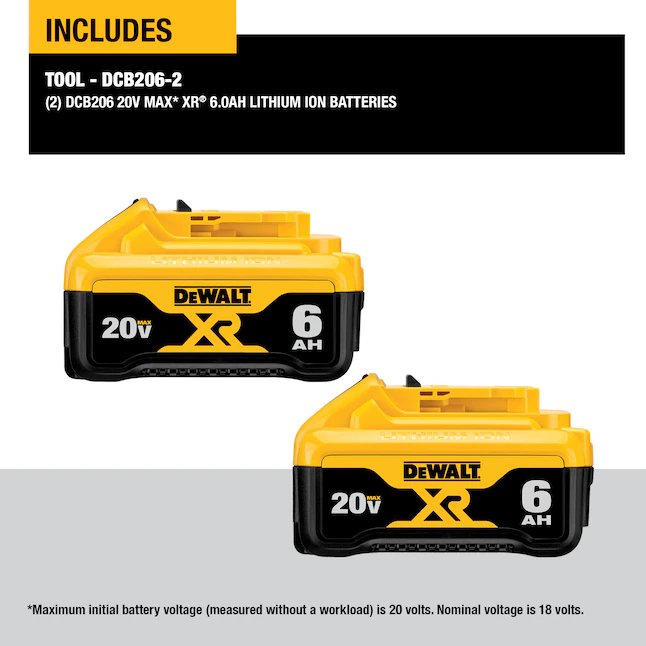 DeWalt 20-Volt 2-Pack 6 Amp-Hour; 6 Amp-Hour Lithium Power Tool Battery Kit