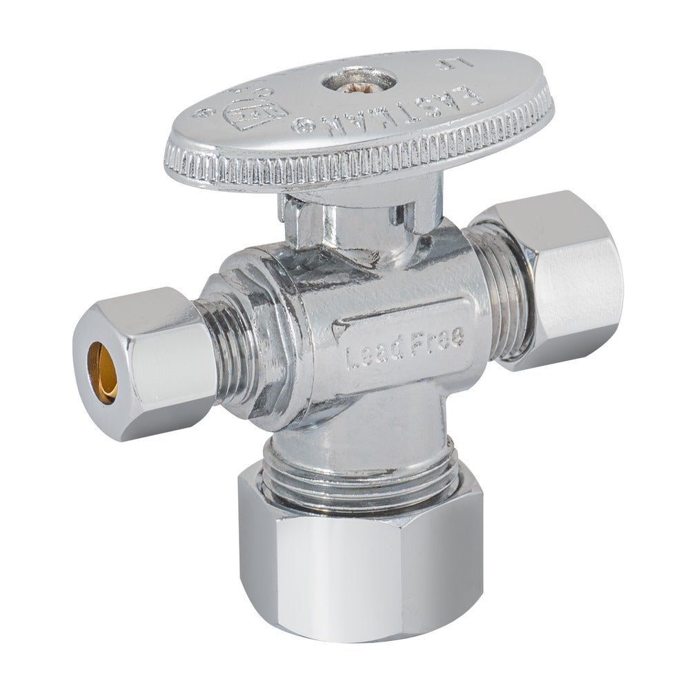Eastman Dual Outlet Shut-Off Valve – 5/8 in. Comp x 3/8 in. Comp x 1/4 in. Comp 1/4-Turn