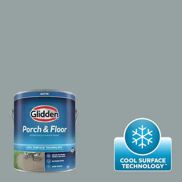 Glidden PPG1036-4 After The Storm Pintura satinada para pisos y porches interiores/exteriores con tecnología Cool Surface