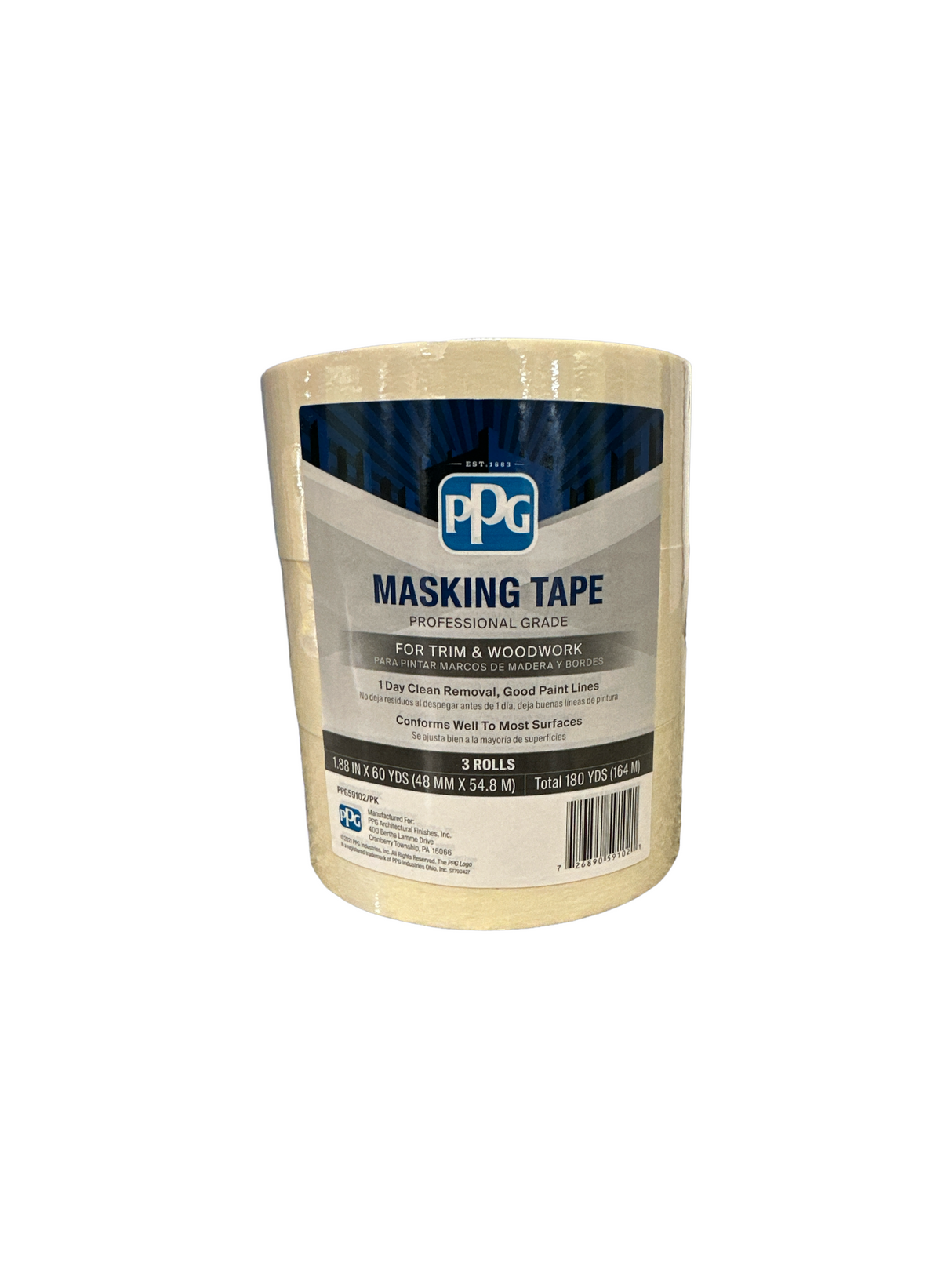 PPG® Masking Tape 2" X 60 Yds (3-Rolls)