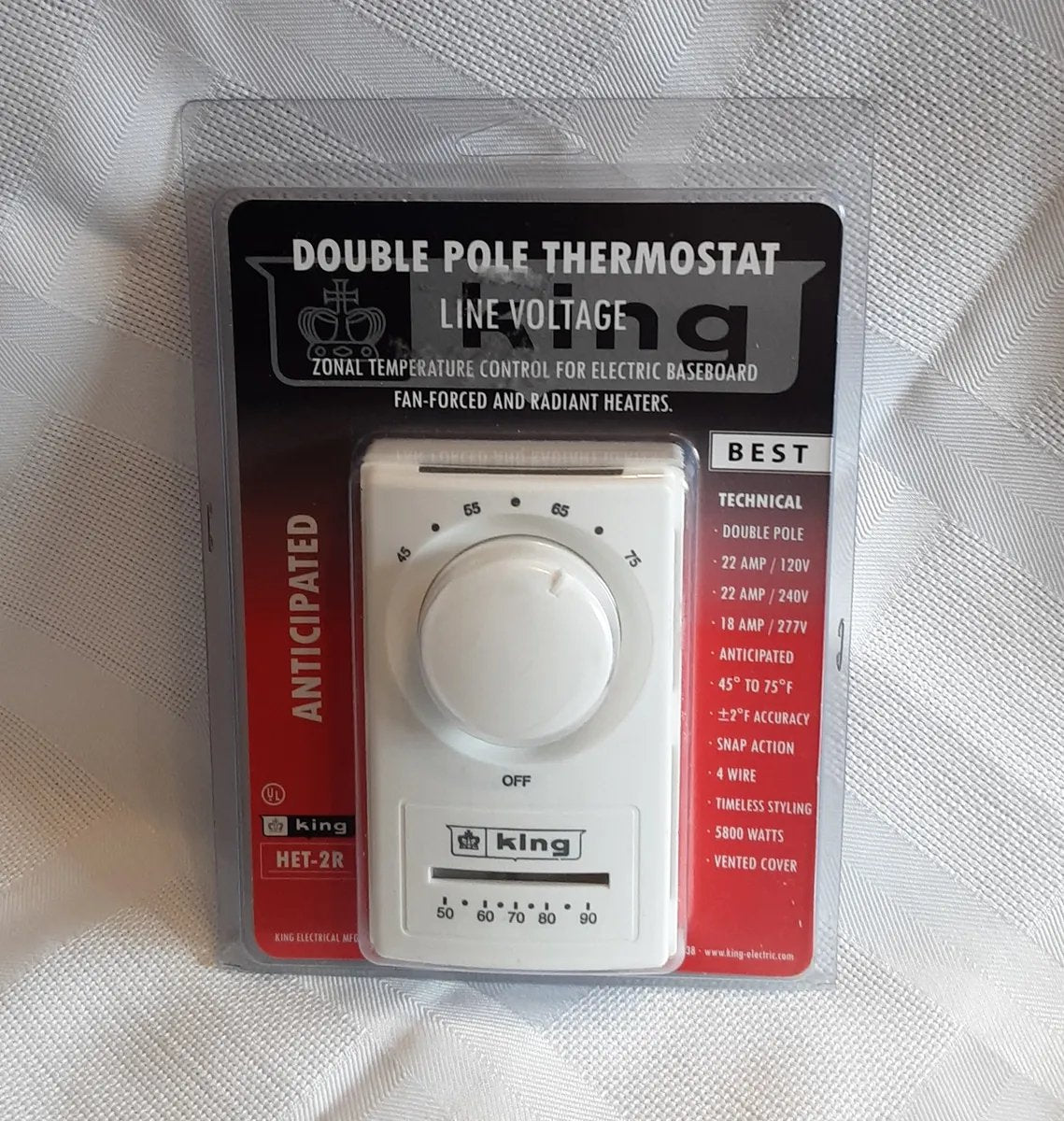 King HET-2R Double Pole Thermostat