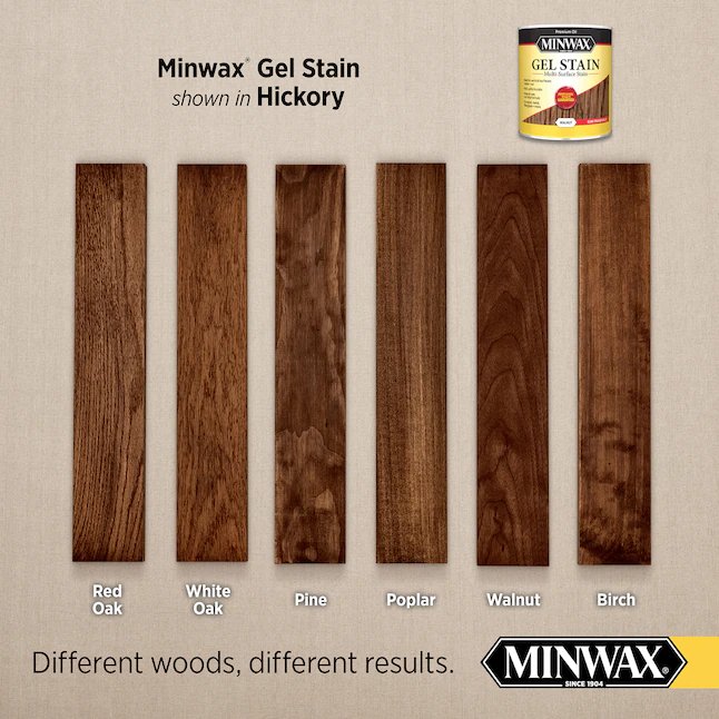 Minwax Gel-Beize, halbtransparenter Hickory-Innenbeize auf Ölbasis (1 Quart)
