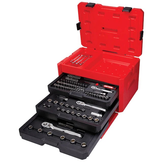 CRAFTSMAN  243-Piece Standard (SAE) and Metric Combination Polished Chrome Mechanics Tool Set (1/4-in; 3/8-in; 1/2-in) with Hard Case
