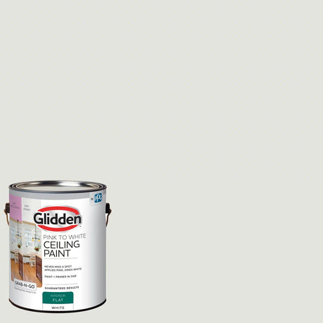 Glidden Grab-N-Go Interior Ceiling Paint Flat, (Pink to White, 5-Gallon)