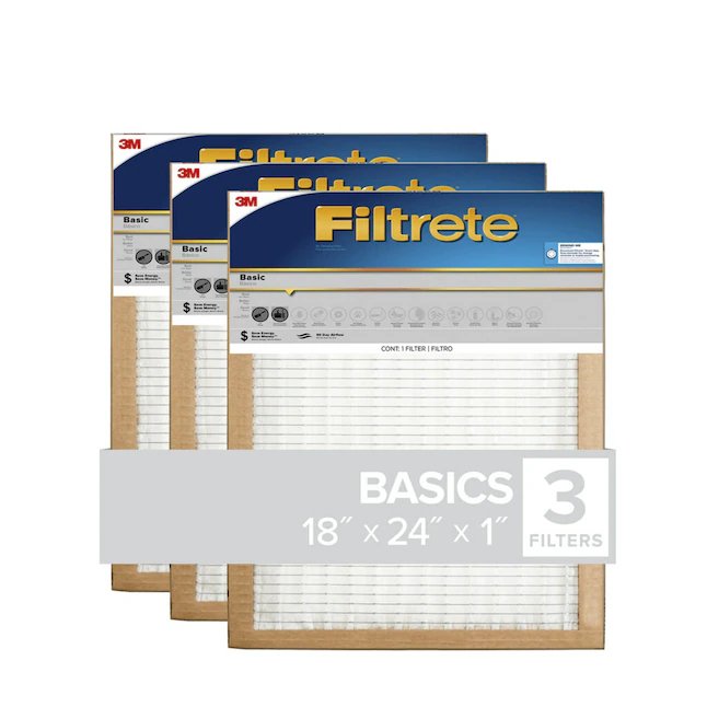 Filtrete 18-in W x 24-in L x 1-in 5 MERV Basic Pleated Air Filter (3-Pack)