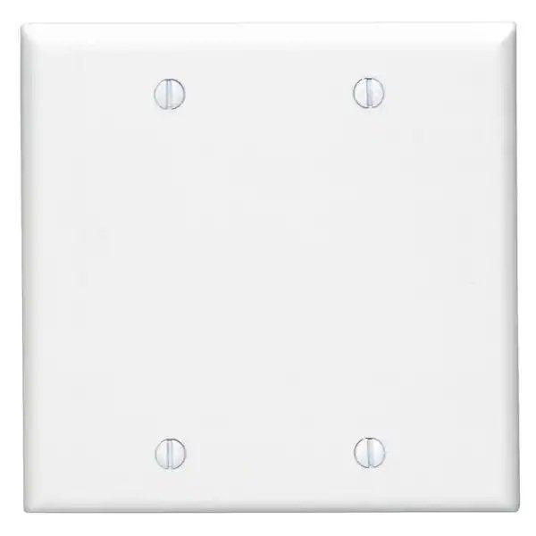 Two Gang Blank Wall Plate - White, Standard