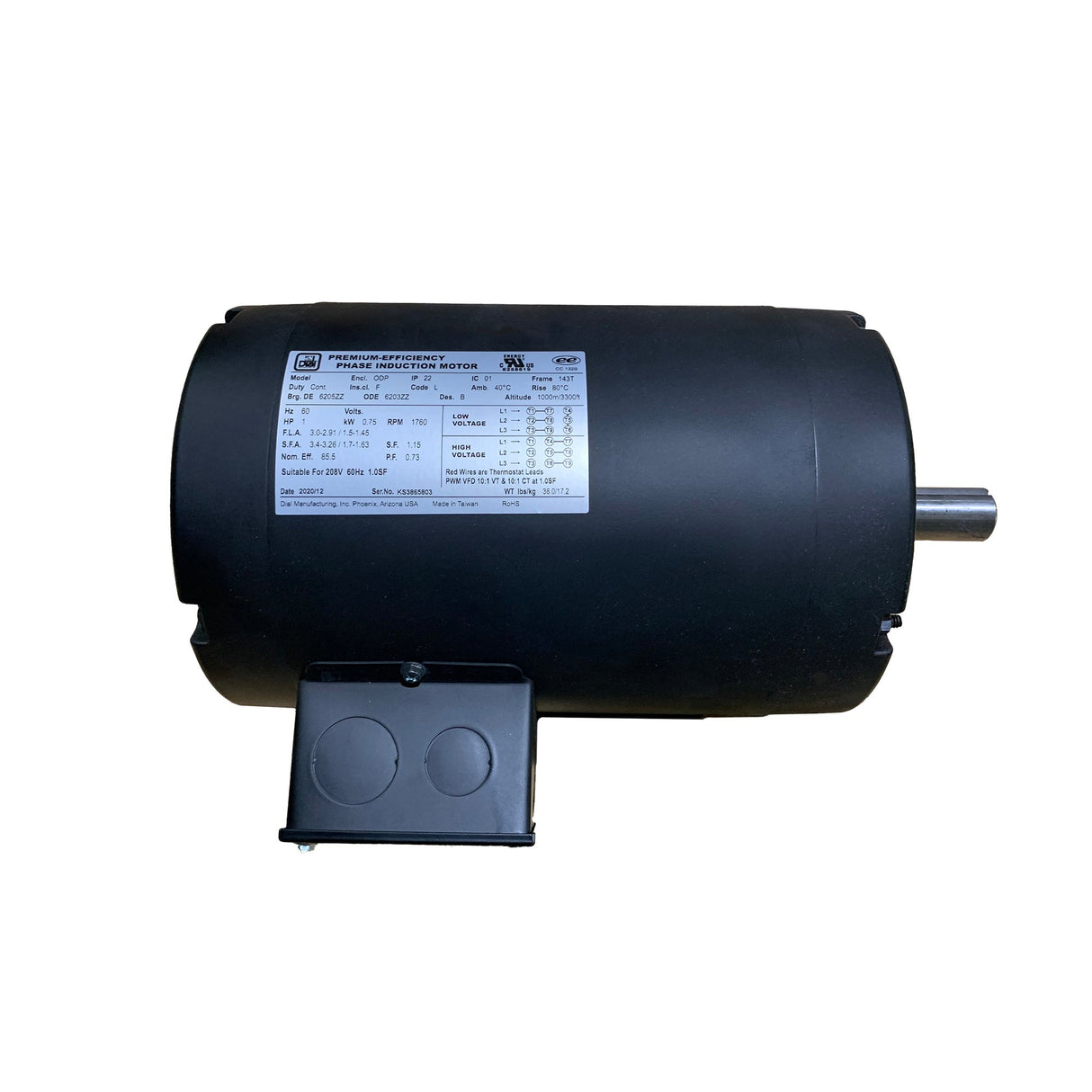 Dial Manufacturing 230/460V 1½ HP 3 Phase Industrial Motor