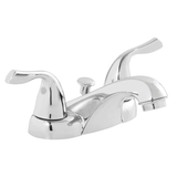 Project Source Ethan Chrome 2-handle 4-in centerset WaterSense Low-arc Bathroom Sink Faucet with Drain