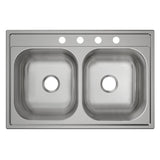 Elkay Dayton 33" x 22" Drop-In Stainless Steel Double Equal Bowl 4-Hole Stainless Steel Kitchen Sink